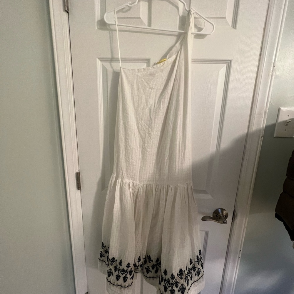Roller Rabbit One Shoulder Linen Maxi Dress SMALL